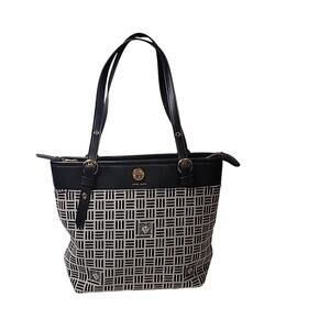 Anne Klein Black & Gray Textured Double Handled Classic Shoulder Bag 